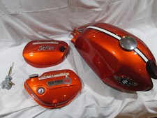 1969 SUZUKI T250  SHOW QUALITY  FUEL TANK  AND SIDE COVER SET CANDY  ORANGE picture
