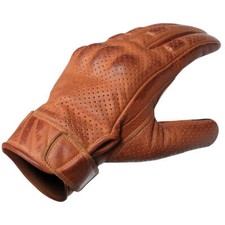 Vance Mens Premium Waxed Austin Brown Leather Perforated Motorcycle Gloves picture