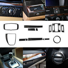 12Pcs Carbon Fiber Interior Decorative Cover Trim For BMW 5 Series E60 2004-2010 picture