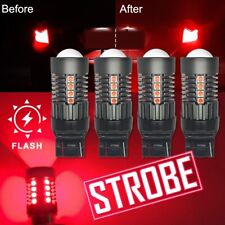 4PCS 7443 7440 LED Red Strobe Flash Blinking Brake Stop Tail Parking Light Bulbs picture