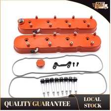 2PCS Aluminum Orange Tall LS Valve Covers For Chevy LS1 LS2 LS3 LS6 LSX 241-164 picture