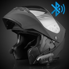DOT Approved Motorcycle Full Helmet Flip Up Modular Dual Visor Bluetooth Headset picture