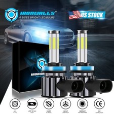 2X H11 LED Headlight H9 H8 Bulbs Kit 6-sides Bright High or Low Beam 6000K 2000W picture
