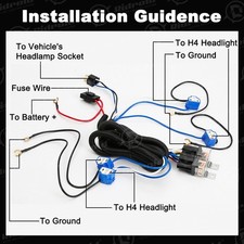 4-Headlight Relay Wiring Harness H4 Headlamp Light Bulb Ceramic Socket Plugs Set picture