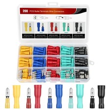 Nilight 200PCS Bullet Terminals Wire Connectors AWG 22-14 Female & Male Butt picture