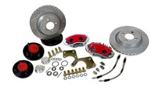 '79-93 Fox Mustang 4-Lug RED Front Brake Kit: INCLUDES SPINDLE MODIFICATION KIT picture