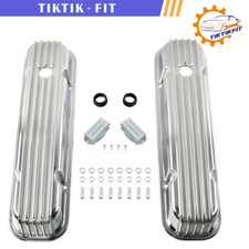 for 1959-79 Pontiac 350 389 400 455 Finned Tall Aluminum Valve Covers Polished picture