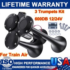 600DB Train Horn Super Loud 3 Trumpet Air Horn Kit For Semi Truck Boat Van Car picture