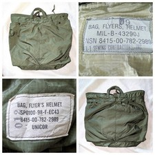 Lot of 2 Minty VTG US Military Flyers Helmet Bags for Totes & Motorcycle Helmets picture