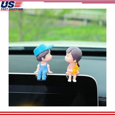 Cute Couple Car Figurines Dashboard Decoration, Blue Hat, Car Interior Accessory picture