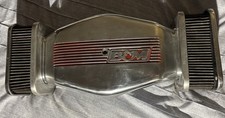 VINTAGE B&M HI-TEK AIR CLEANER 1980's POLISHED SIDE DRAFT HOT ROD RED LOGO 64280 picture
