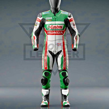 HONDA CASTROL ONE PIECE MOTORBIKE LEATHER RACING SUIT picture