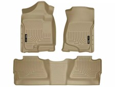 Husky WeatherBeater Front/2nd Row Floor Mats 3 pc Fits Many 07-14 Chevy, GMC Tan picture