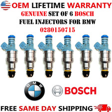 Genuine Fuel Injectors for 1987-1991 BMW 325i 2.5L V6 Bosch Set of 6 #0280150715 picture