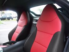 IGGEE S.LEATHER CUSTOM FRONT SEAT COVERS FOR  2007-2010 SATURN SKY BLACK/RED picture
