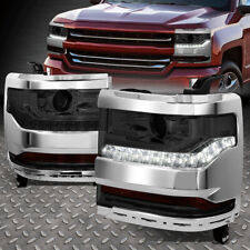 [LED DRL] FOR 16-19 CHEVY SILVERADO 1500 SMOKED LENS HID PROJECTOR HEADLIGHTS picture