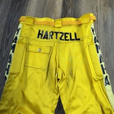 Vintage 70s Yamaha Motocross Pants Mens 38 x 28 Yellow Nylon Racing MX Padded picture