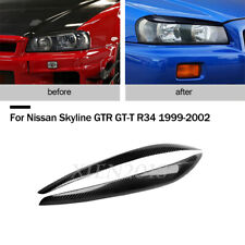 For Nissan Skyline GTR GT-T R34 1999-2002 Carbon Fiber Headlight Eyebrow Eyelid picture