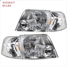 CHROME HOUSING AMBER CORNER HEADLIGHT REPLACEMENT LAMPS FOR 02-05 FORD EXPLORER  picture