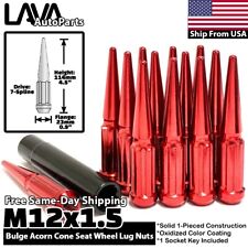 24x Red 12x1.5 Spike Lug Nut Fit Toyota Lexus Mitsubishi Aftermarket Wheels picture