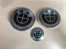 3PCS For BMW Heritage Emblem Kit 82mm Hood 74mm Trunk 45mm Steering Wheel Logo picture