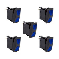 5pc OLS 12V DC 20A 4-Pin Blue 3-Position LED ON-OFF-ON SPDT Rocker Switch Kit picture