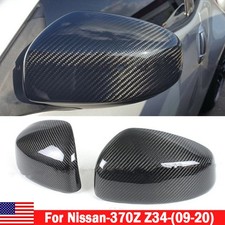 For NISSAN 370Z Z34 2009-20 REAL CARBON FIBER MIRROR COVERS CAP OVERLAY COVER US picture
