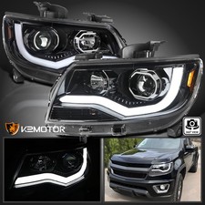 Jet Black Fits 2015-2022 Chevy Colorado LED Tube Bar Projector Headlights Lamp picture