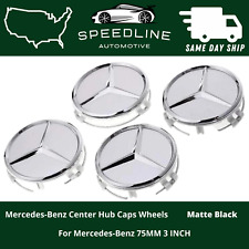 75mm Silver Chrome Wheel Center Hub Caps Emblem 4PC Set Mercedes Benz AMG Wreath picture