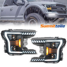 LH+RH Full LED Projector Headlights Smoke Lens LED Bars For 2018-2020 Ford F150 picture