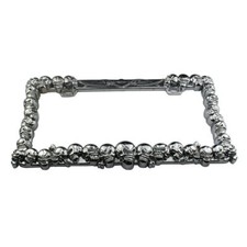 Universal 3D SKULL JDM style Chrome License Plate Frame Tag Cover NO Cap 2 Hole picture