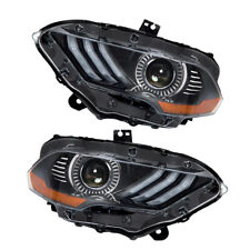 For 2018-20 Ford Mustang LED Black Projector Headlights Assembly DRL Right+Left picture
