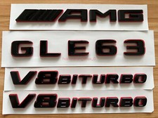 Black RED GLE63 AMG V8 BITURBO Emblem Badge Sticker Set For Mercedes GLE63 picture