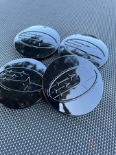 SUBARU SET OF 4 FLL BLCK 60 mm/2.36in Wheel Center Caps - FITS MOST MODELS picture