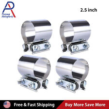 4PCS 2.5 Inch Butt Joint Band Exhaust Clamp Sleeve Coupler T304 Stainless Steel  picture