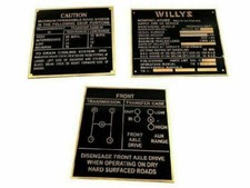 Brand New Rare Brass Acid Etching For Willys Jeep MB GPW Dash Data Plate Set picture