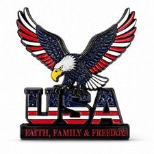 Metal 250th US Anniversary 3D Metal Patriotic Eagle American Flag Car Emblem picture