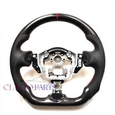 BLACK CARBON FIBER Steering Wheel FOR NISSAN 370Z NISMO BLACK LEATHER RED ACCENT picture
