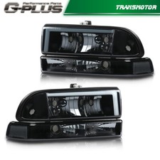 Fit For 98-05 Chevy Blazer S10 Black Smoke LED DRL Headlights Bumper Lamps picture