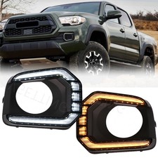 2X LED Fog Light Bezel Turn Signal Lamp DRL for Toyota Tacoma 2016-2023 picture