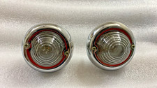 JEEP WILLYS PARKING TURN SIGNAL INDICATOR CLEAR GLASS LIGHT PAIR CHROME picture