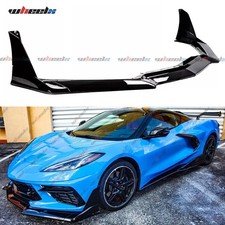 GLOSS BLACK For 2020-26 Corvette C8 Z51 STG 3 Winglet Front Splitter Bumper Lip picture
