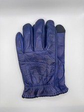 Distressed Blue Unlined Vintage Cowhide Leather Motorcycle Gloves touch tip picture