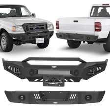 Fit 1998-2011 Ford Ranger Fleetside Textured Steel Front & Rear Bumper w/ Light picture