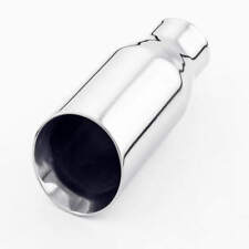 2 inch Inlet 3 Outlet Angle Cut Exhaust Tip Polished Stainless Steel Dual Wall picture