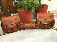 Saddlebags Saddle Panniers For Motorcycle 3 Bags Side Pouch Brown Leather Bag picture