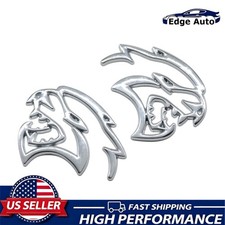 2x Zinc Alloy Hellcat Fender Side Emblems Badge 3D Decals For SRT Hellcat Chrome picture