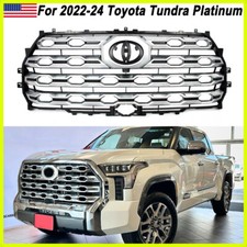 Fit 2022-24 Toyota Tundra Platinum Satin Aluminum Chrome Front Bumper Grille New picture