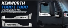 Kenworth T680 T880 Under Window Trim W/KW LOGO AND SIGN CUTOUT SS Pair Set picture