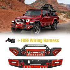 Aaiwa For 2020-2024 Jeep Gladiator JT Black Front or Rear Bumper with LED Lights picture